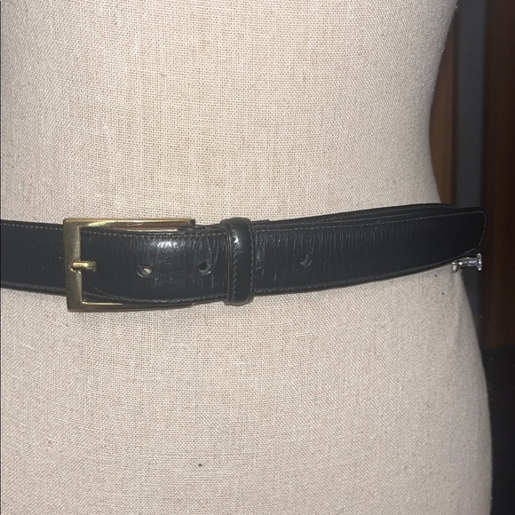TRAFALGAR Mens 36 Cortina LEATHER BELT - Black - Made In USA Gold Tone Buckle main image 5